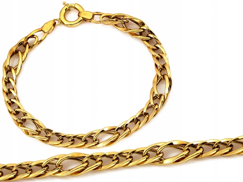 Zlatý náramek silný 585, řetěz velký, opakovatelné lesklé články 14kt