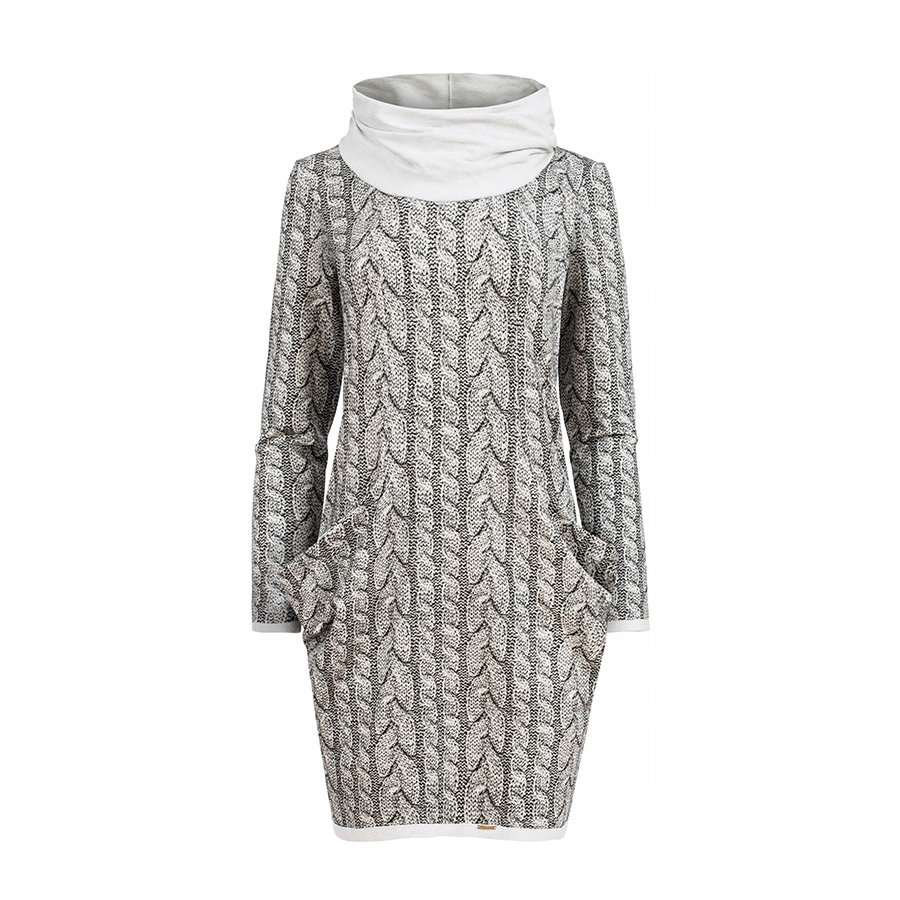 Šedá Svetrová Šaty V Zimním Stylu S Velkými Kapsami XXL