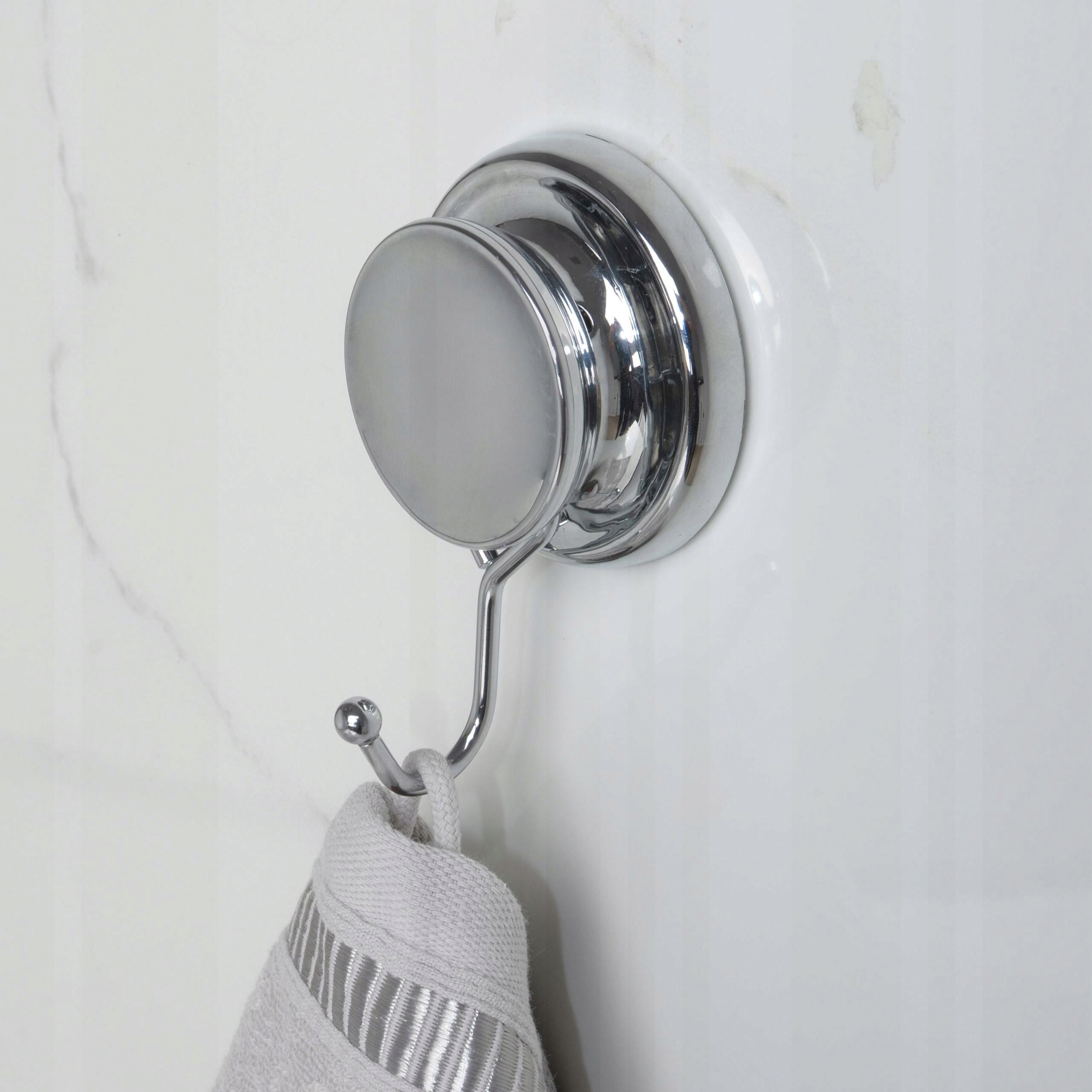 Wieszak na ręcznik ścienny na przyssawkę łazienkowy chrom bez wiercenia Kolor srebrny