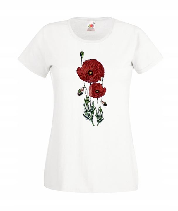 

XL Koszulka Damska Kwiaty Maki Folk Magnolia Wzor