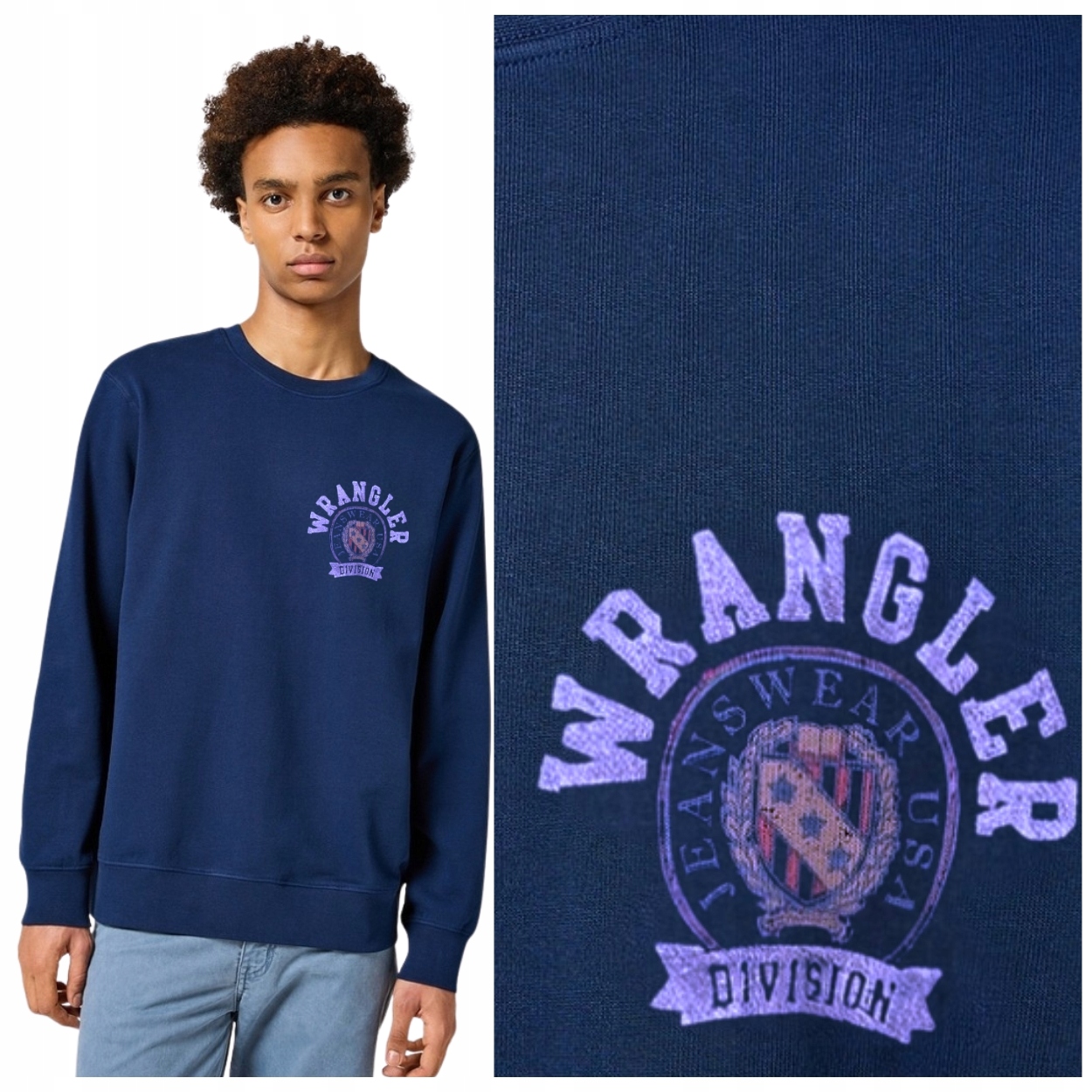 Wrangler Crewneck Sweatshirt Navy volná bavlněná mikina s malým logem XL