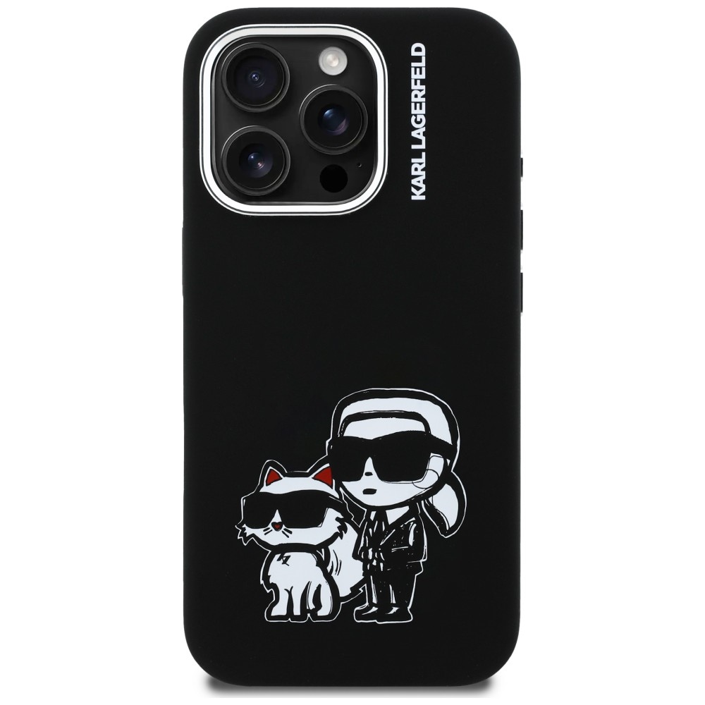 Karl Lagerfeld Silicone Karl&Choupette Sketch MagSafe do iPhone 16 Pro Czarny