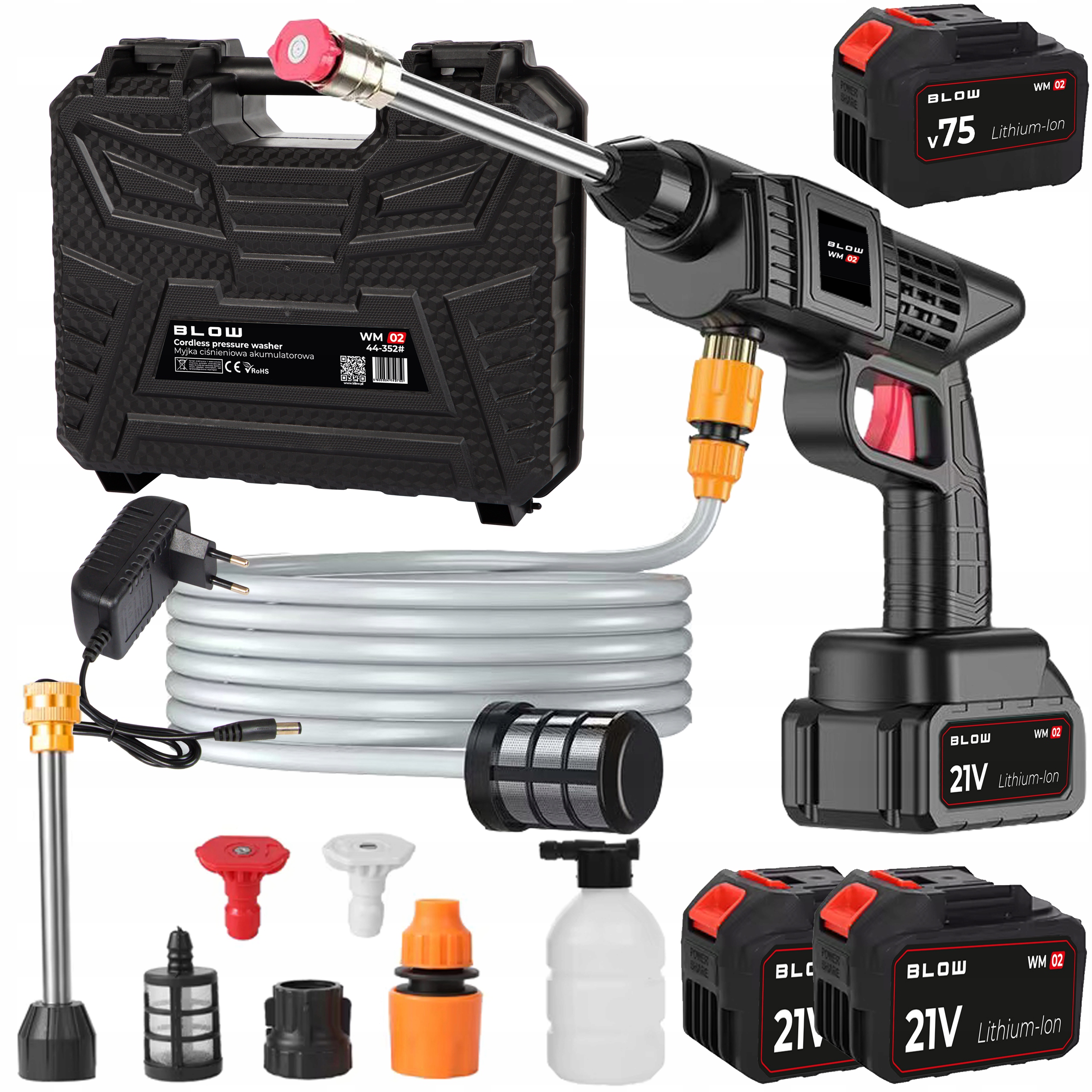 Myjka Ciśnieniowa Akumulatorowa Do Okien Ogrodu Kostki 3X Akumulator Zestaw