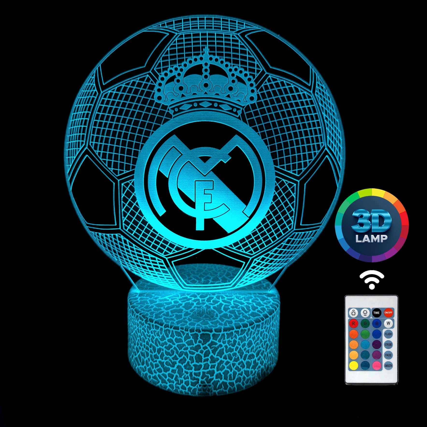 Lampka nocna FC Real Madryt Piłka nożna 3D LAMP LED Marka inna marka