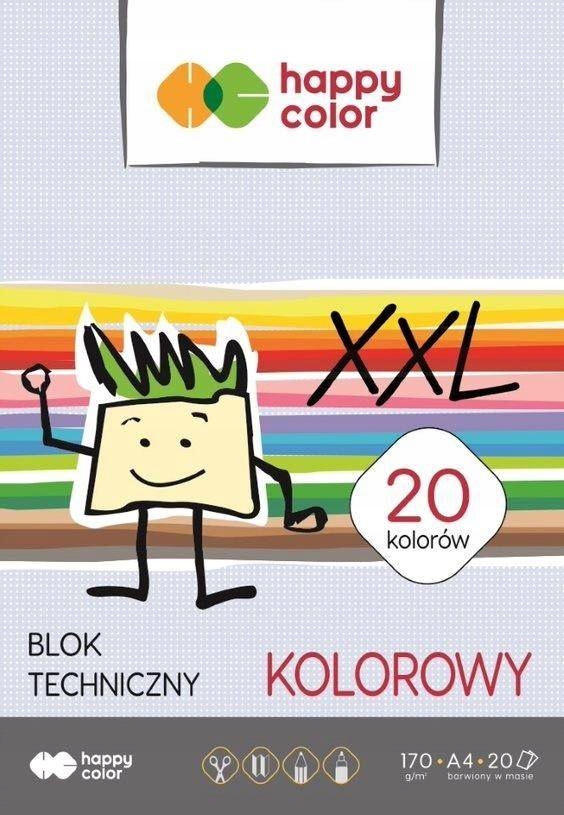 Blok Techniczny XXL Kolor Szkolny A4 170g 20 kartek Happy Color Bezkwasowy Kod producenta 5905130107009