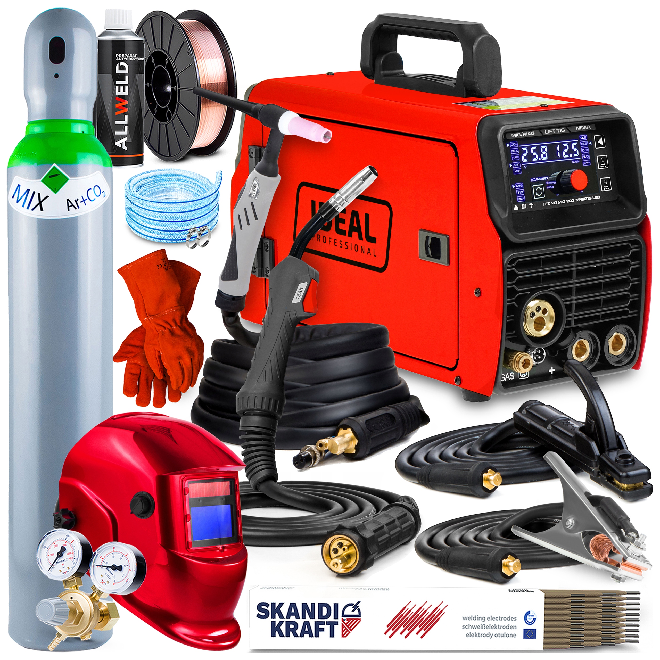 Svařovací Stroj Migomat Ideal Tecno Mig 203 Led Synergie Mma Tig 200A 4T Hliník