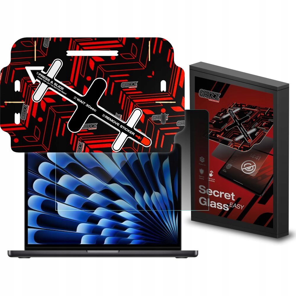 Sklo pro MacBook Air 13" M5 2026, Grizz, sklo s aplikátorem