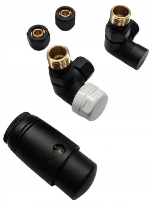 Axiálny termostatický ventil pre radiátor Čierny