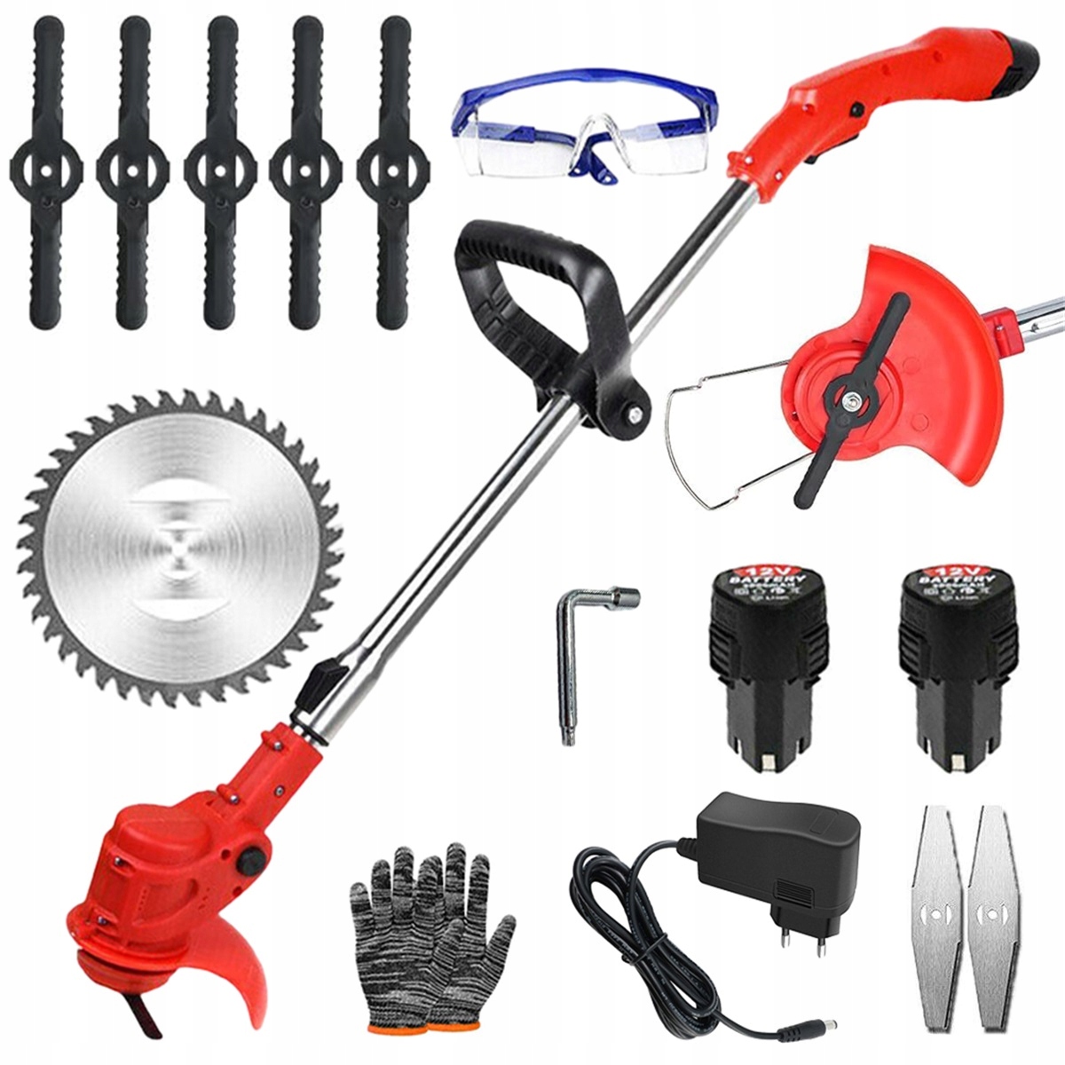 650W akumulátorová sekačka 12V se 3 čepelemi a nastavitelnou násadou