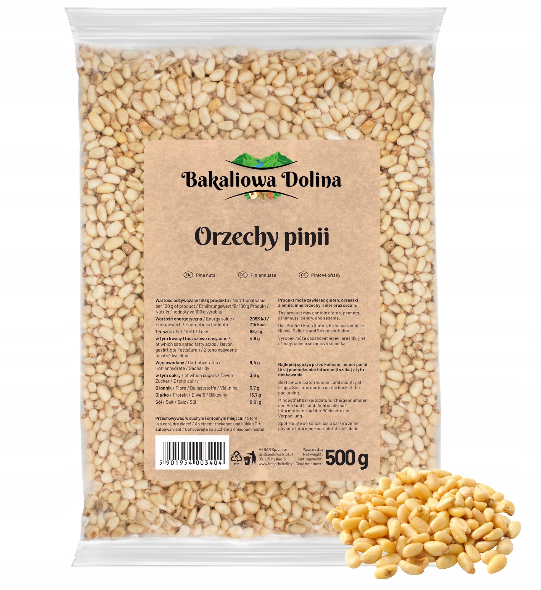 Levně Piniové Ořechy 500 G Loupané, Lahodné Čerstvé Přírodní Do Dezertů Vege