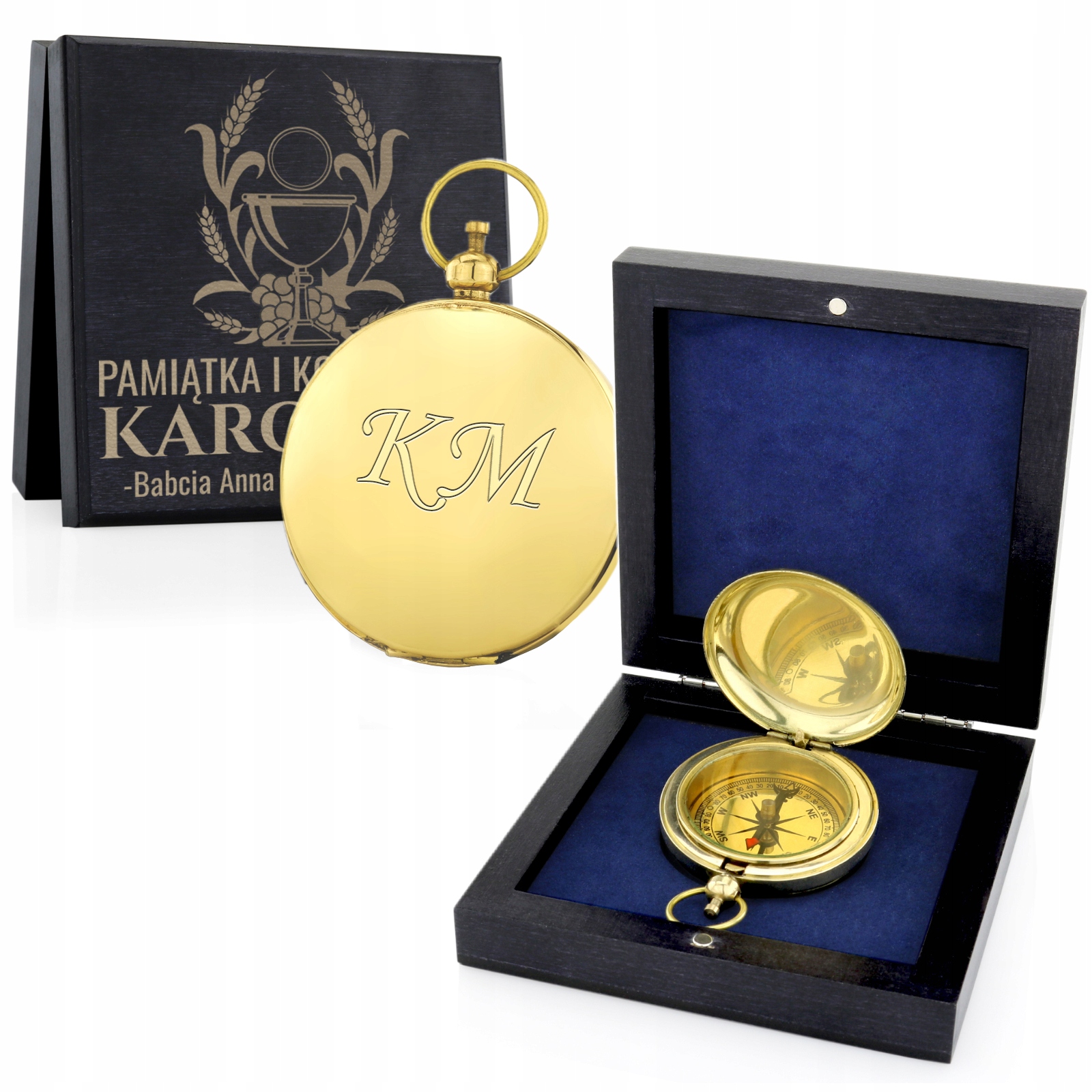 Kompas z Grawerem w Szkatułce Pamiątka Komunii dla Chłopaka