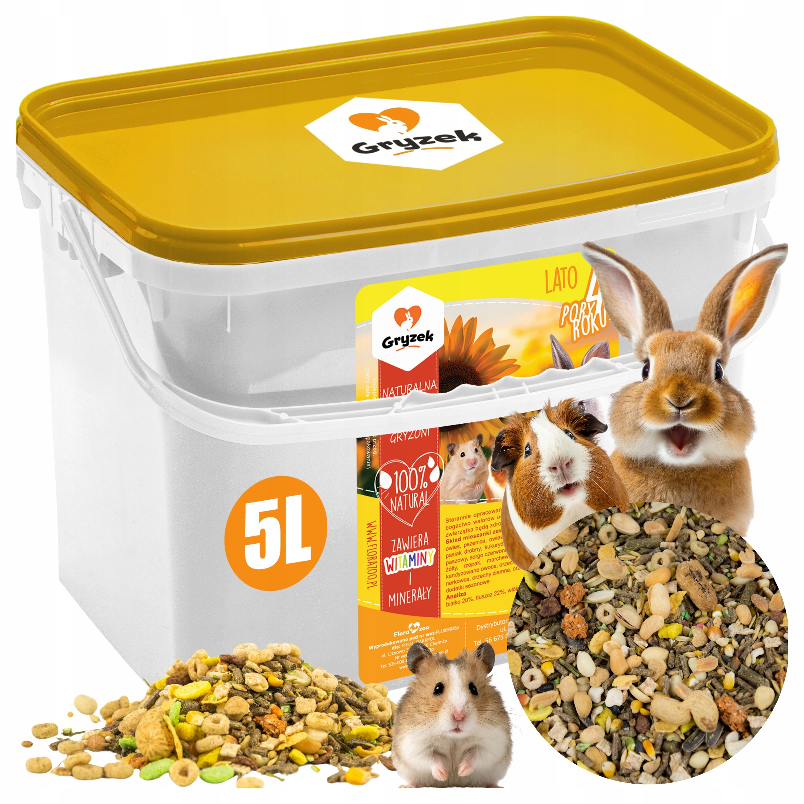 NATURALNY POKARM KARMA DLA KRÓLIKA ŚWINKI GRYZONI 4 PORY ROKU LATO