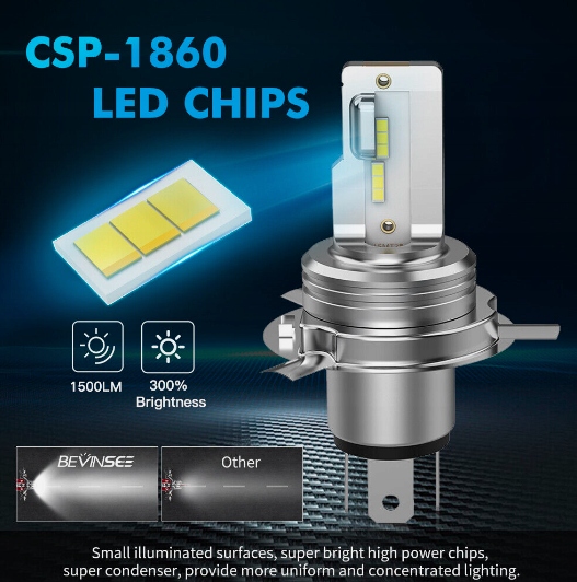 Bevinsee Żarówka reflektorowa 6500K LED H4 HS1 Yamaha Honda Suzuki Numer katalogowy części H4 HS1 P43T