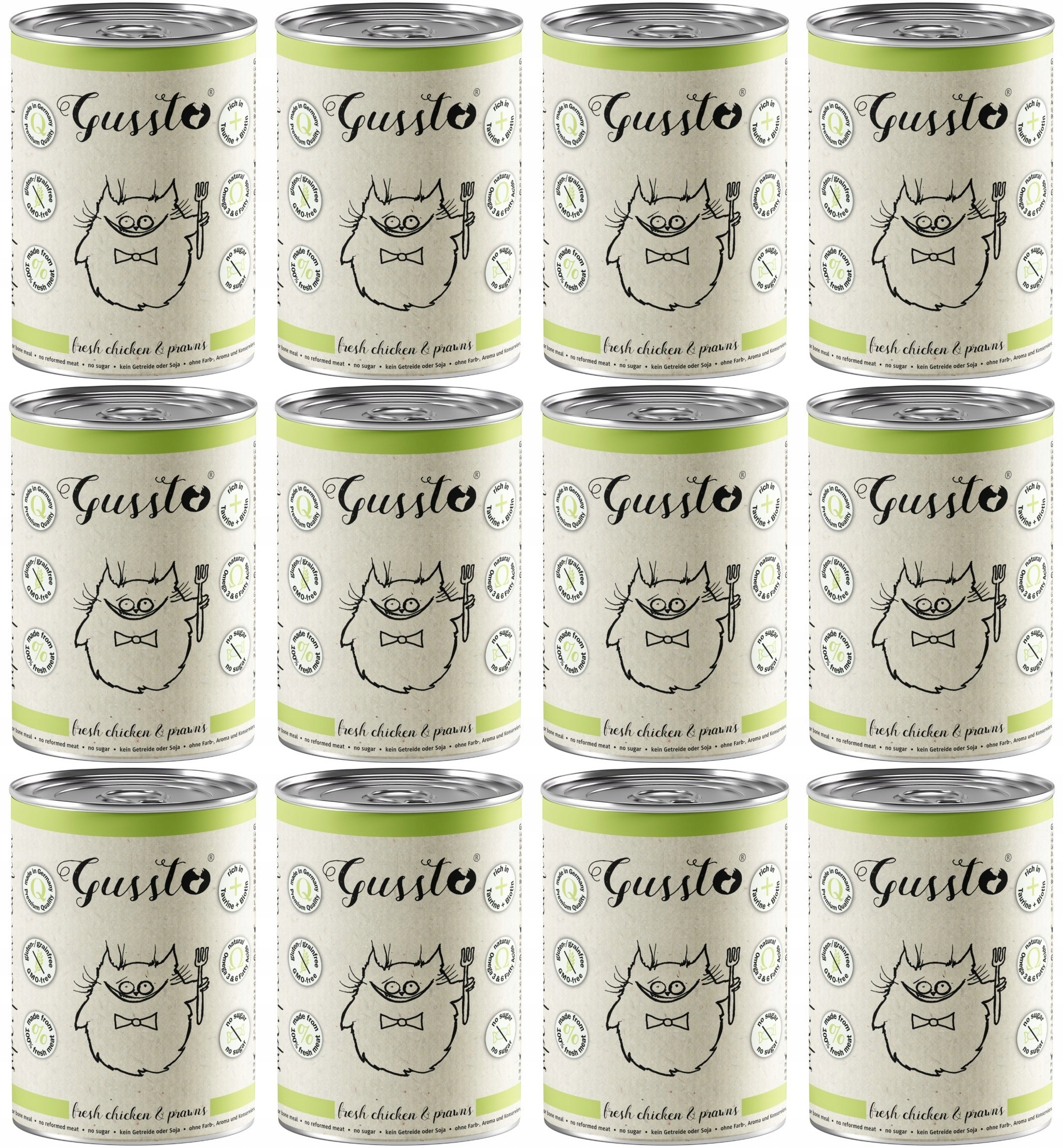 Levně Gussto Cat Fresh Chicken & Prawns (kuřecí maso, krevety) 12 x 400 g