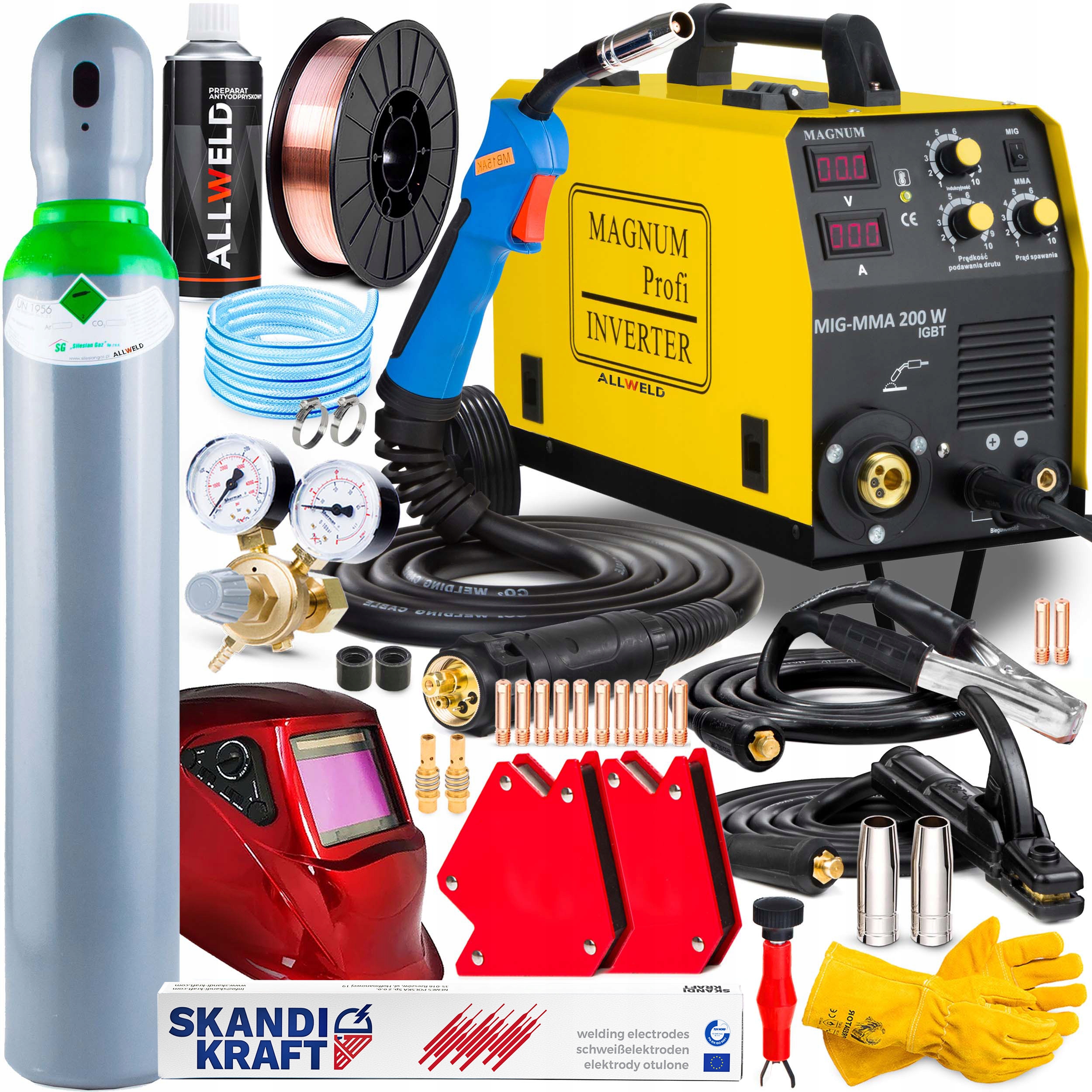 Invertorová Svářečka Inverter Magnum Mig 200W Mma Igbt Alu 230V 180A Sada
