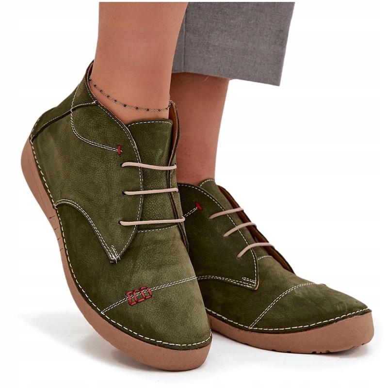 Dámské Polobotky Z Přírodní Kůže S Prošíváním, Zip Artiker 57C2119 Zelené 39