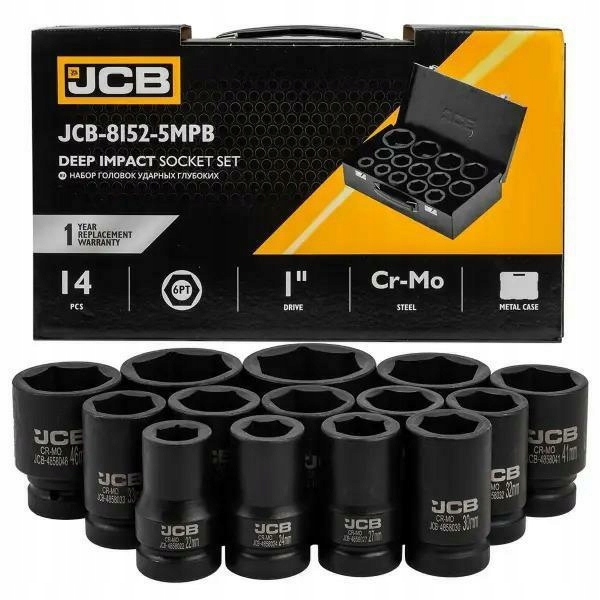 Jcb Dlhé Rázové Nástavce Sada 14 Elementov 1" 6-HRANNÁ (22-60 mm)