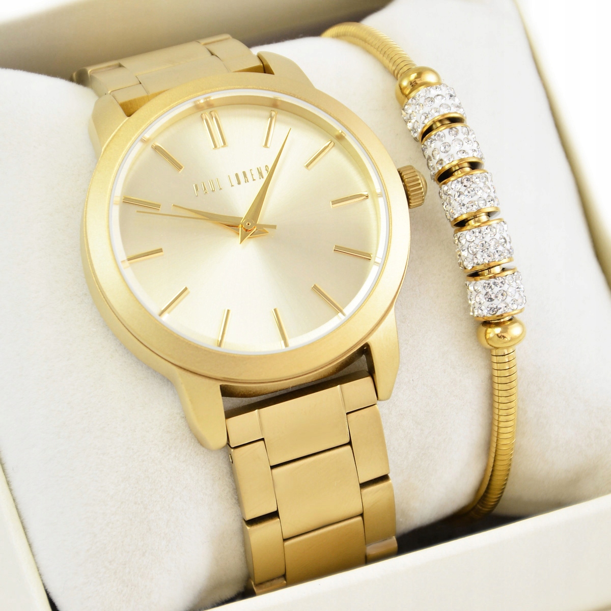 Hodinky Paul Lorens Gianna Zlatý saténový Elegantní Dámský Set