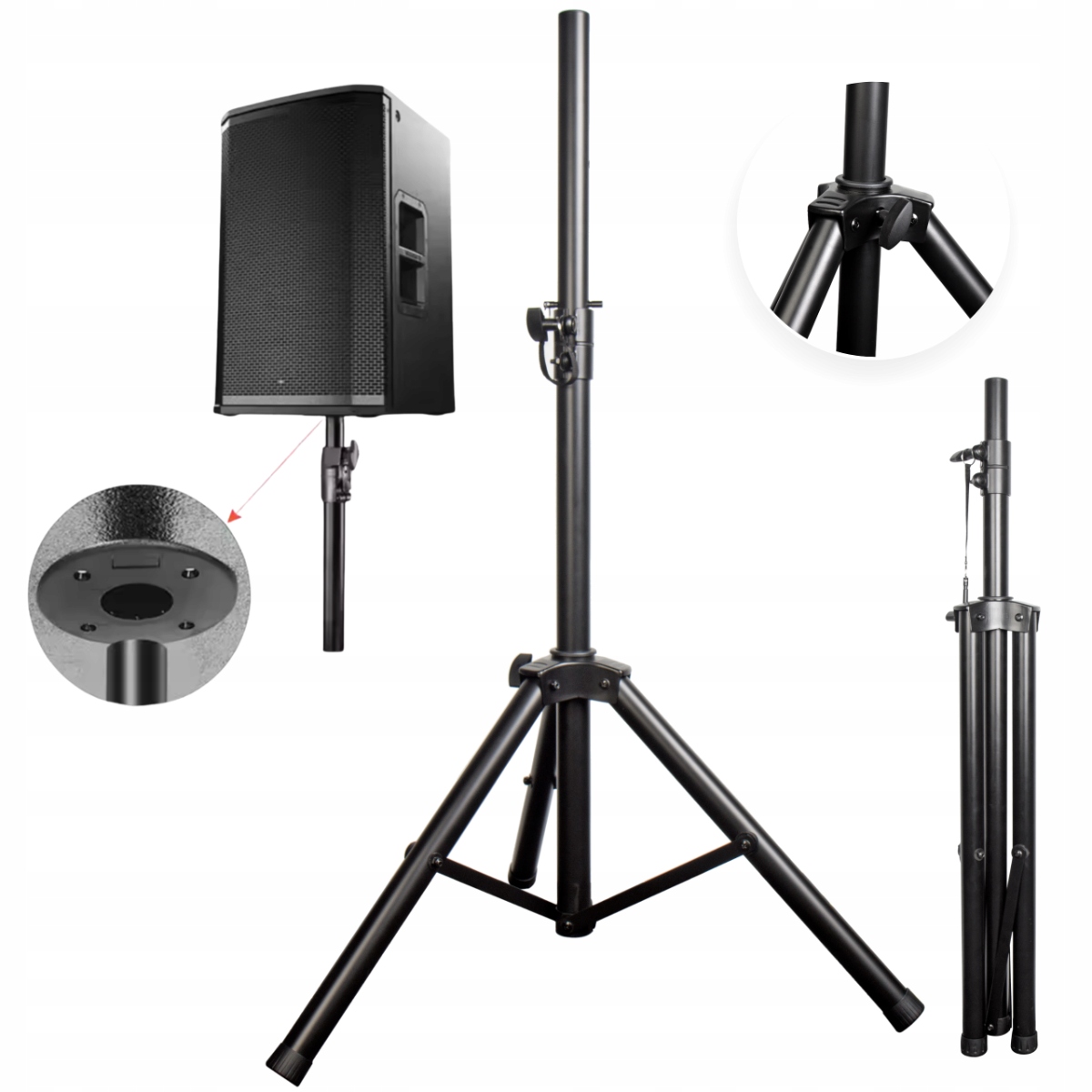 Sada 2 x ocelový sloupkový stativ nastavitelný 180 cm pro reproduktor a sloupek 60 kg