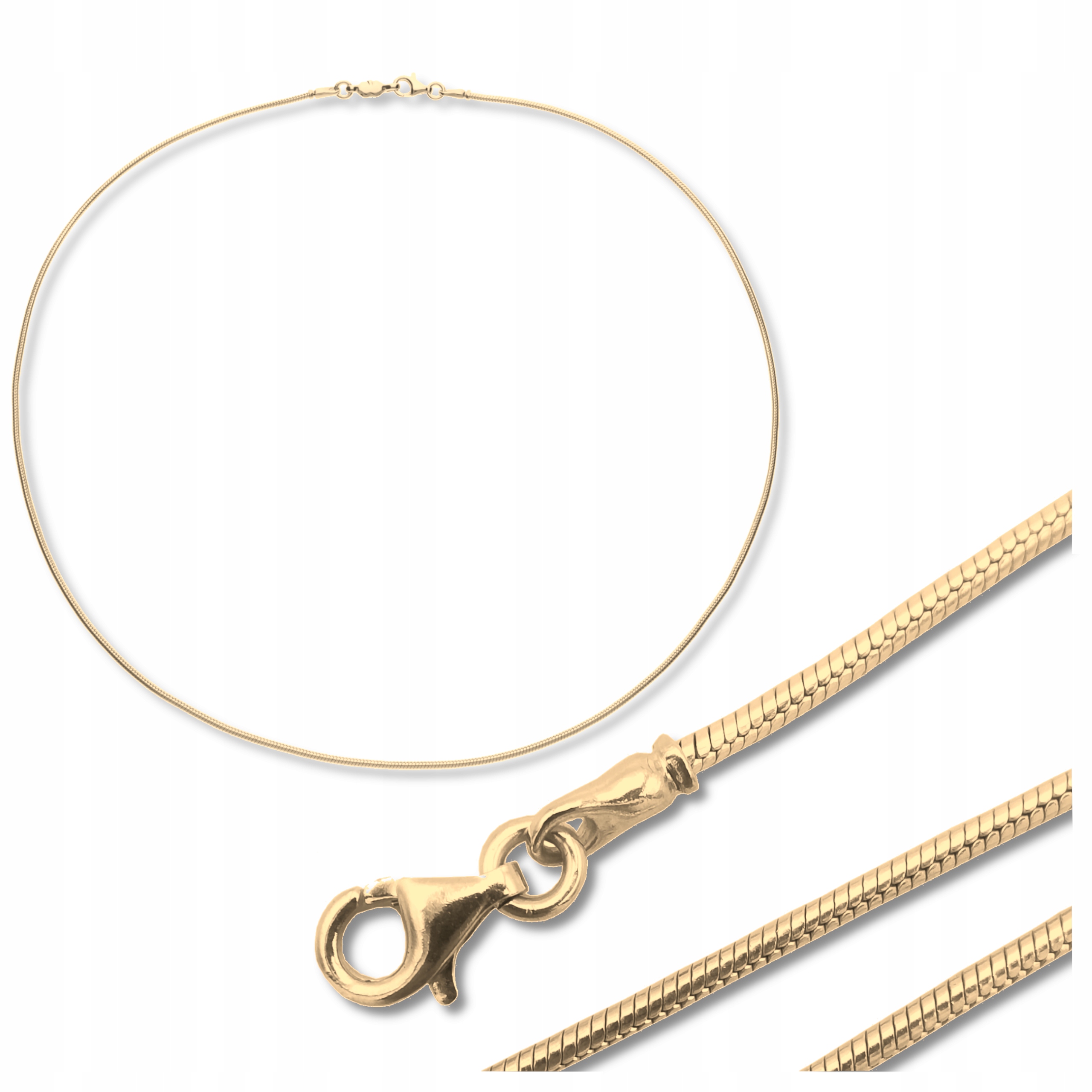 Zlatý Pozlacený řetízek Zmijka Italská Snake 45 cm lanko stříbro 925