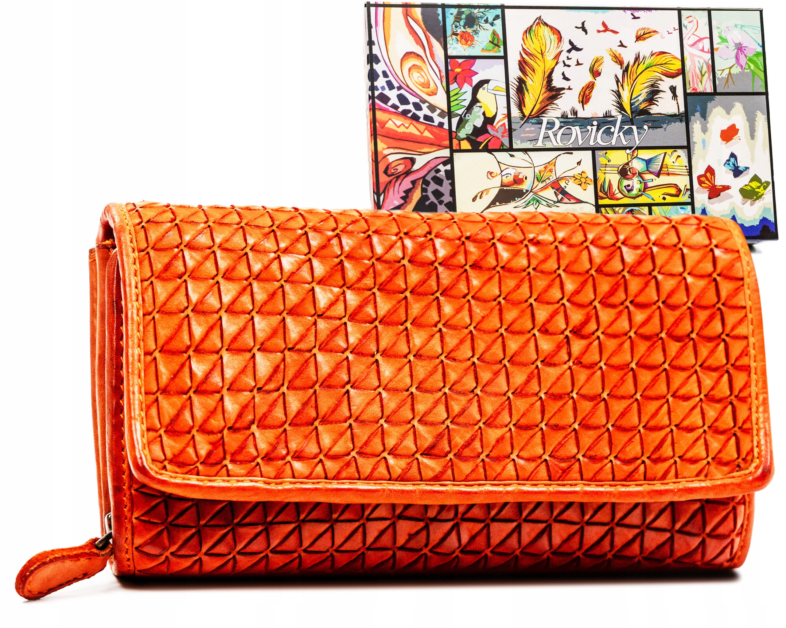 Originální kožená peněženka Rovicky pro ženy na karty a mince s 3D vzorem