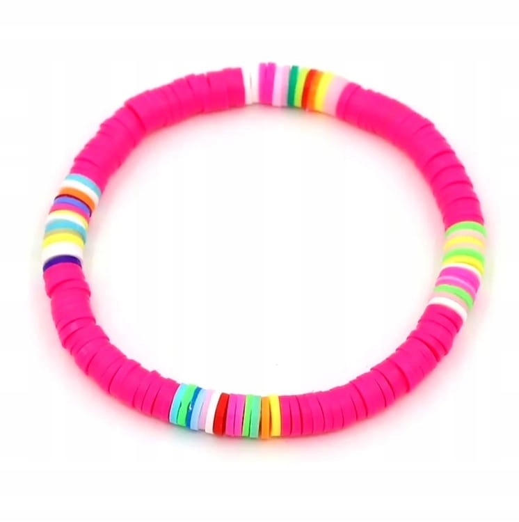 

Bransoletka Boho Gliniane Różowe Koraliki 6mm