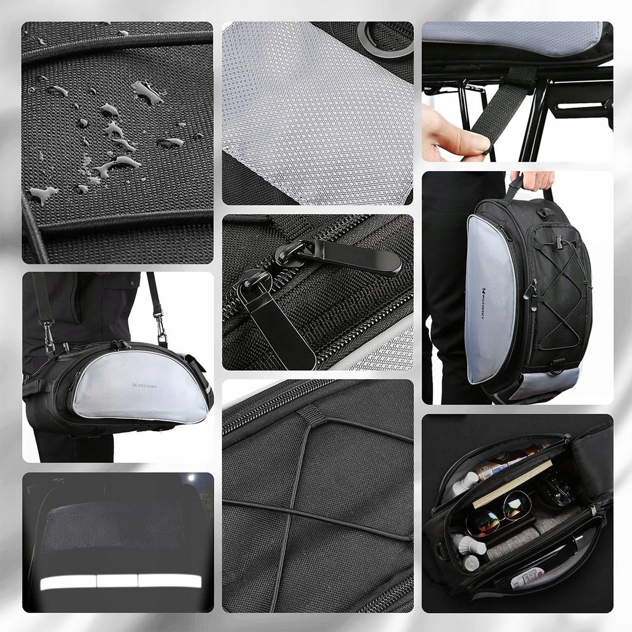 TORBA ROWEROWA SAKWA NA BAGAŻNIK ROWER TURYSTYCZNA NA RAMIĘ KUFER WOZINSKY Pojemność 13 l