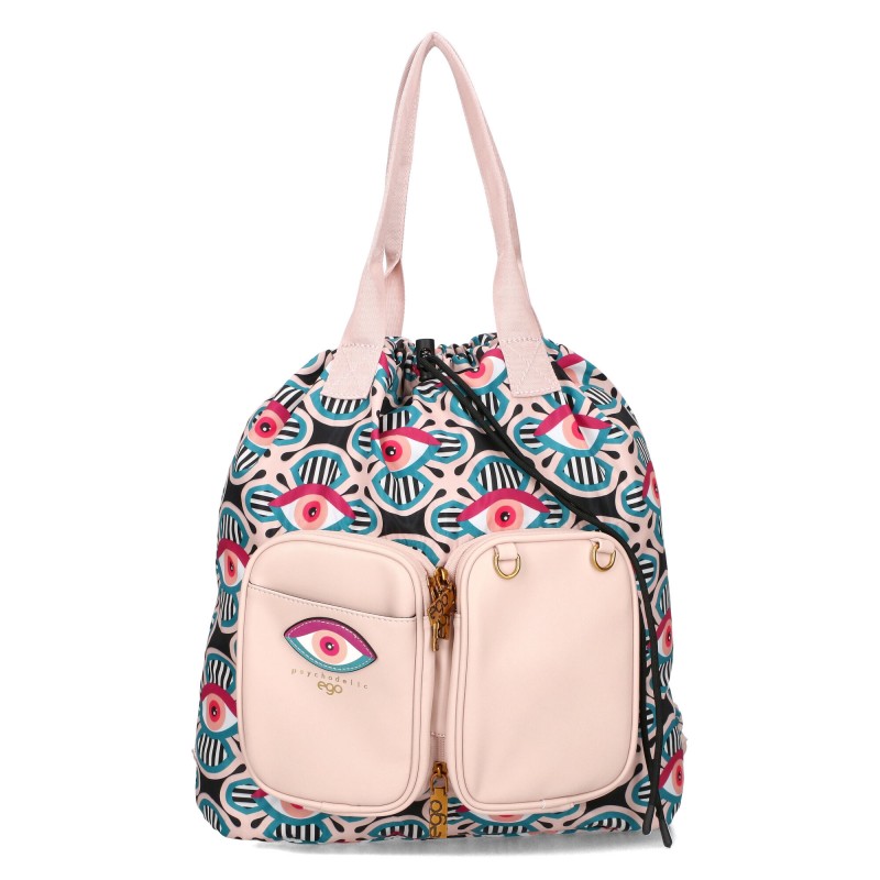 Ego Zestaw Plecak Worek Torebka Listonoszka Motyw Oka Skóra Eko