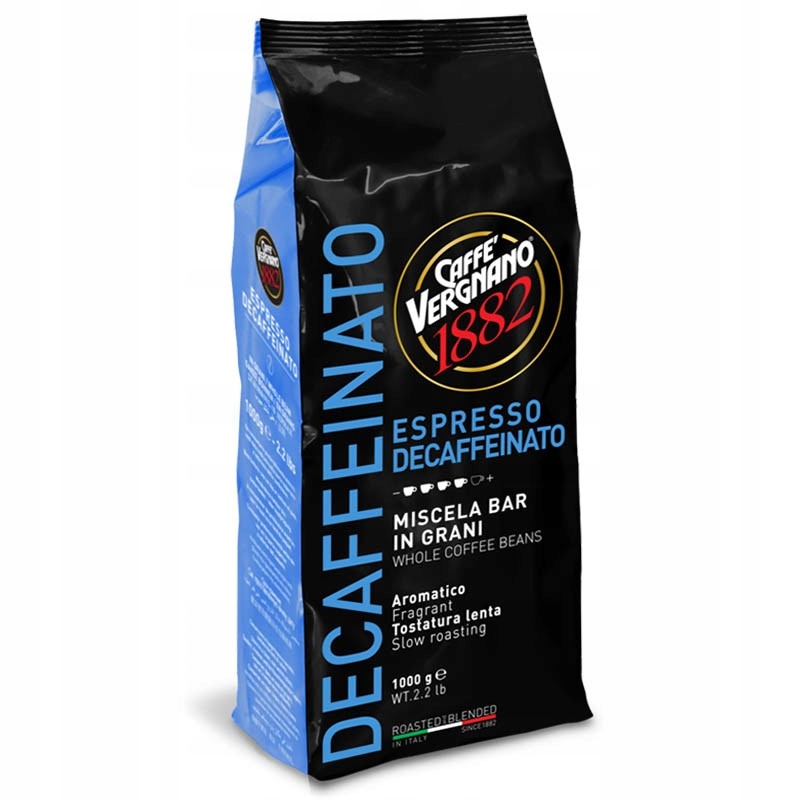 Levně Káva Caffe Vergnano Decaffeinato Zrno do kávovaru 1 kg