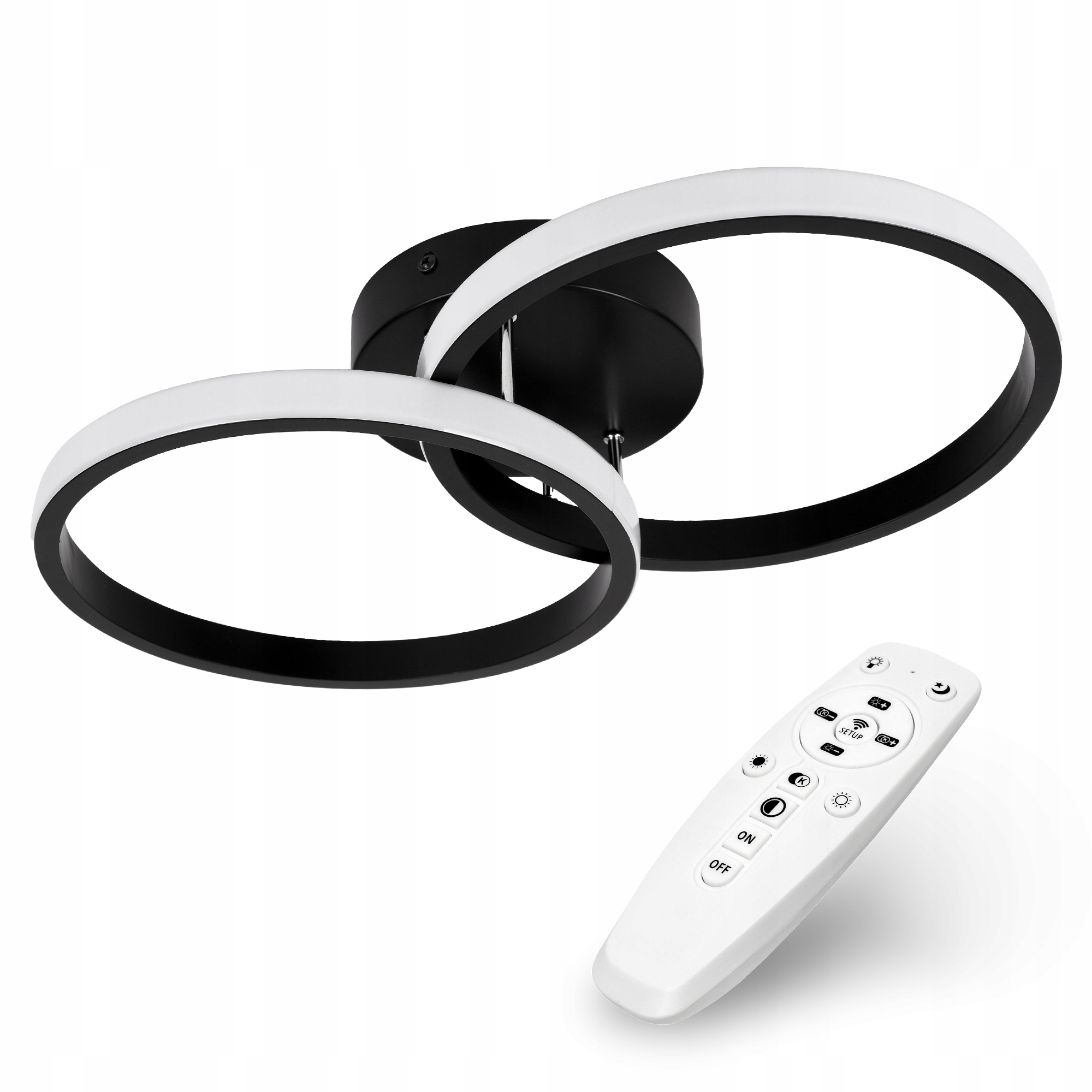 stropní svítidlo Led Stropní Svítidlo Lustr 22W Dálkový Ovladač Ovládání Kulatý Prsten Černý Moderní
