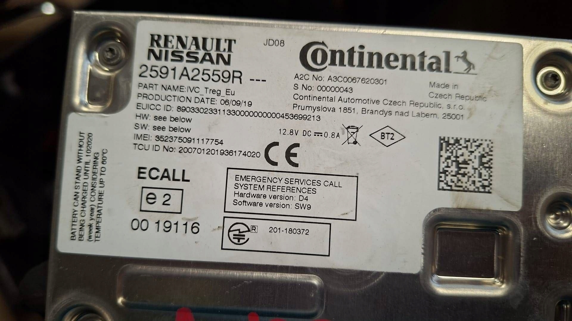 module control unit radia Renault Espace V Captur II 2591A2559R