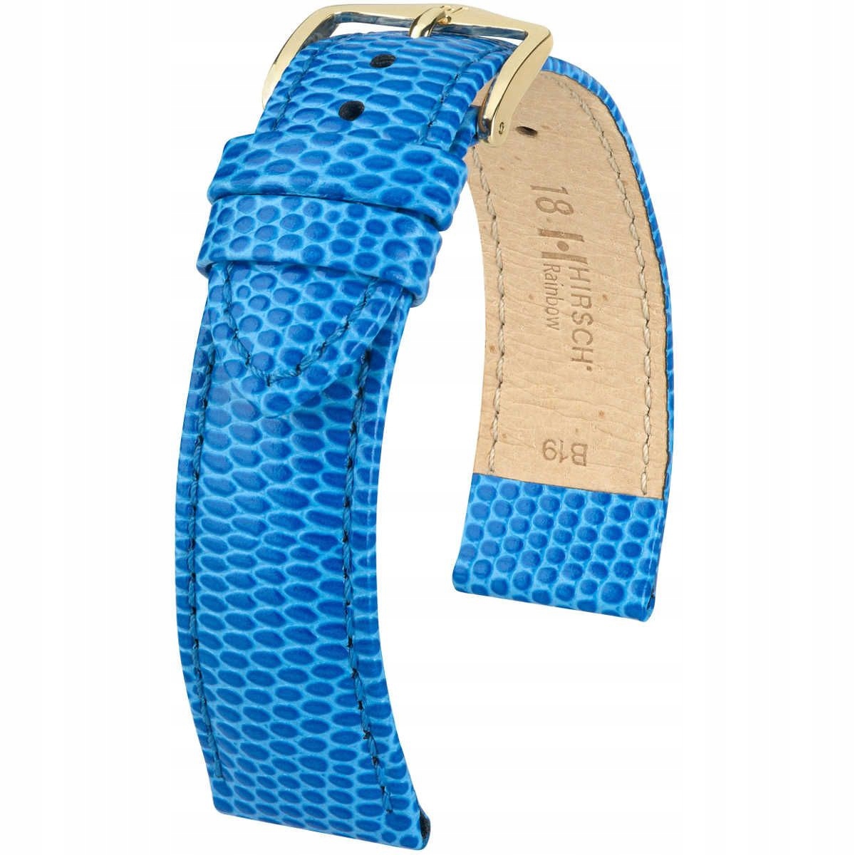 Modrý kožený opasek 14 mm Hirsch Rainbow