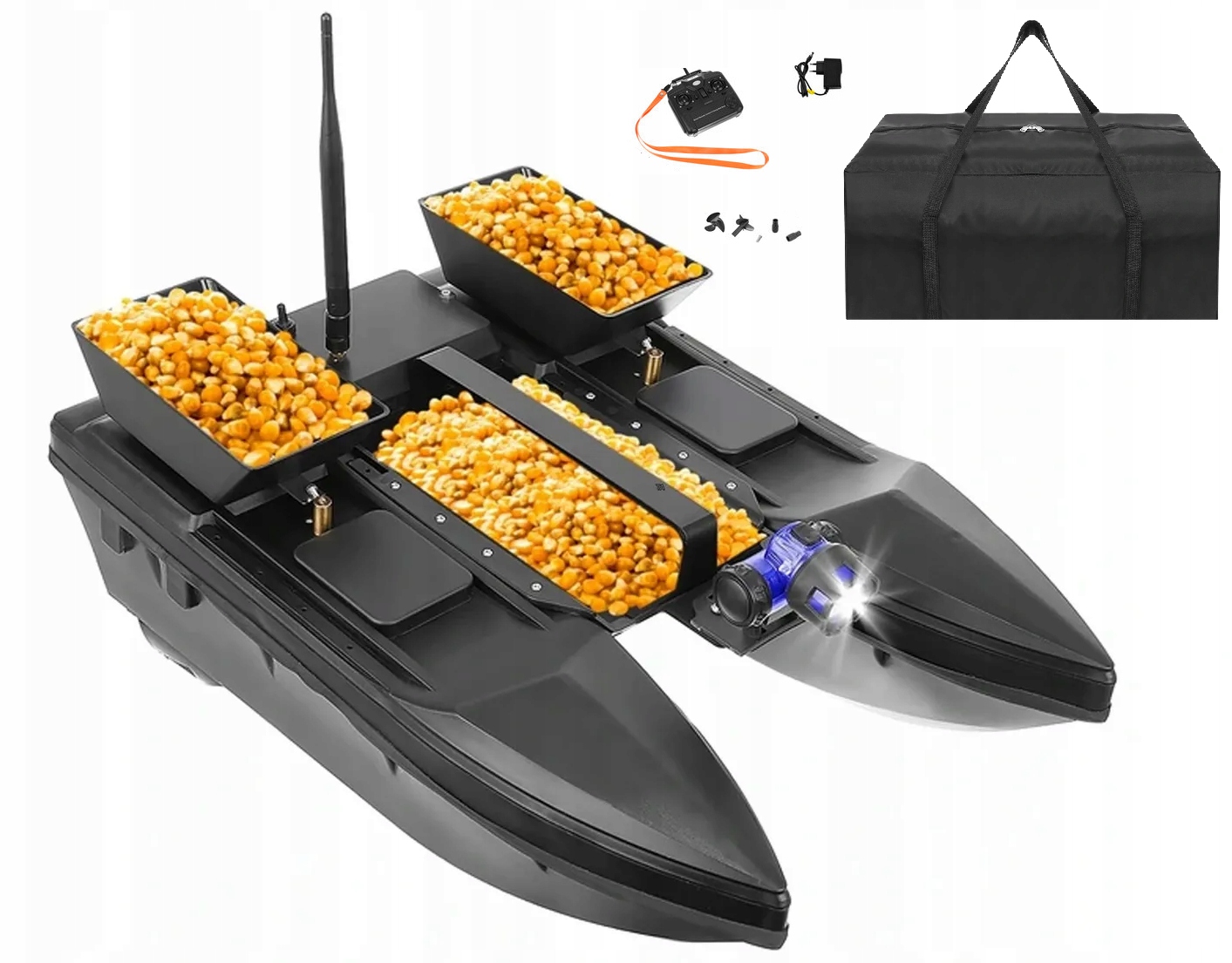 

Łódka Zanętowa Katamaran 3 Komory 2 akumulatory