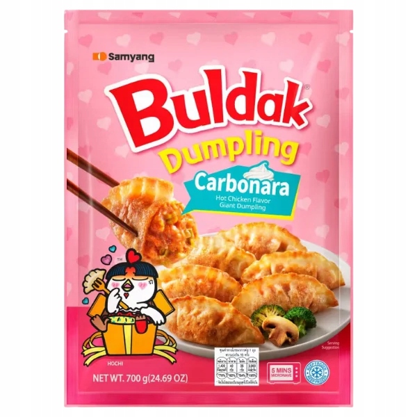 Levně Pirohy Dumplings Buldak Hot Chicken Carbonara mražené 700g Samyang