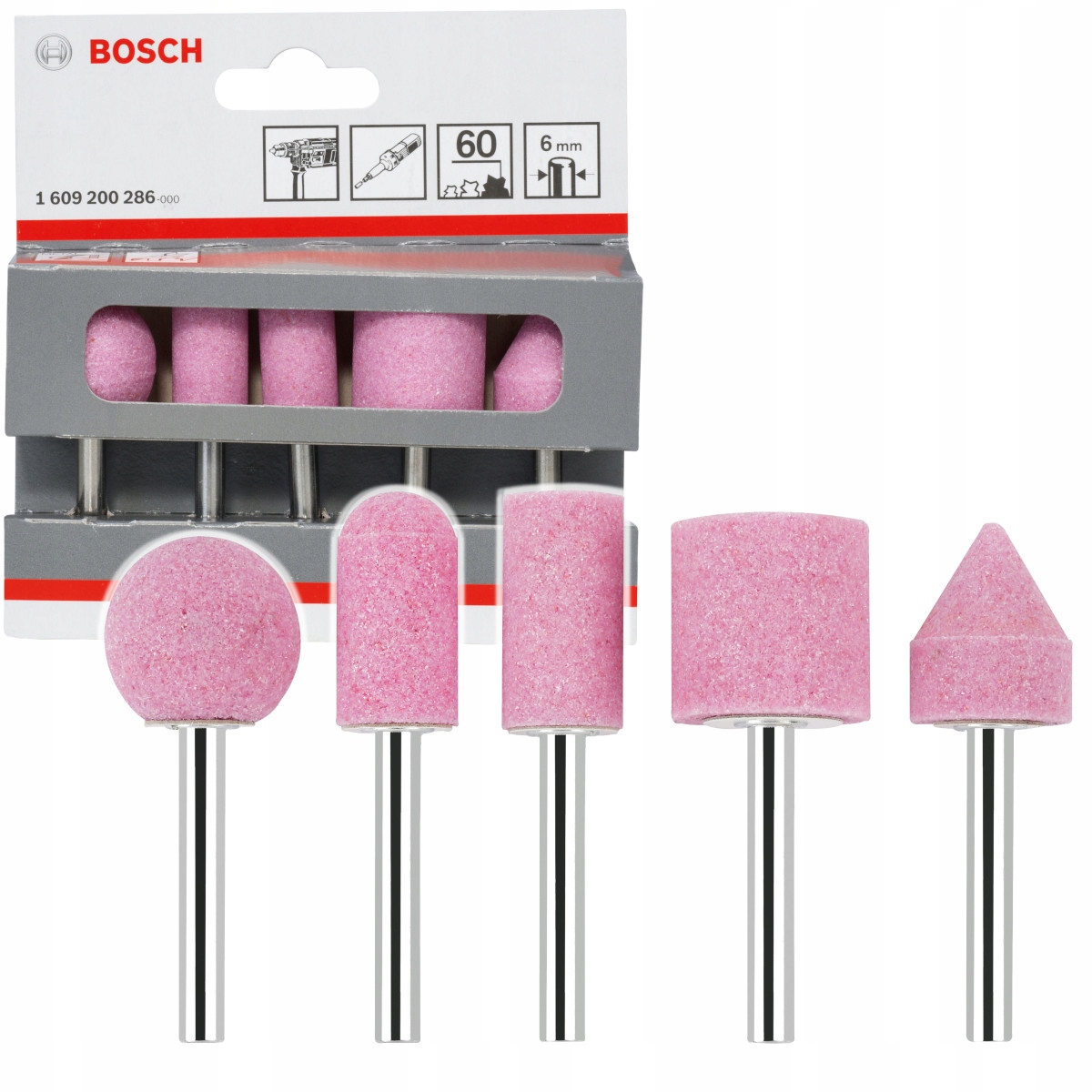 BOSCH ZESTAW 5 ŚCIERNIC, KAMIENI DO SZLIFIEREK PROSTYCH I WIERTAREK