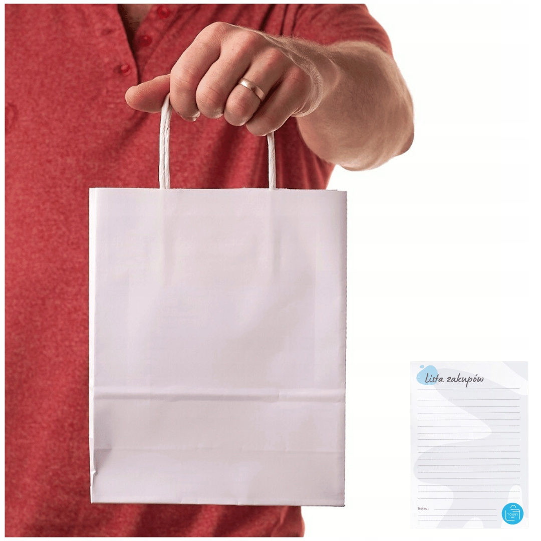 Torebki papierowe Białe mini A5 Torby 18x8x22cm torebka mała pakiet 100 szt