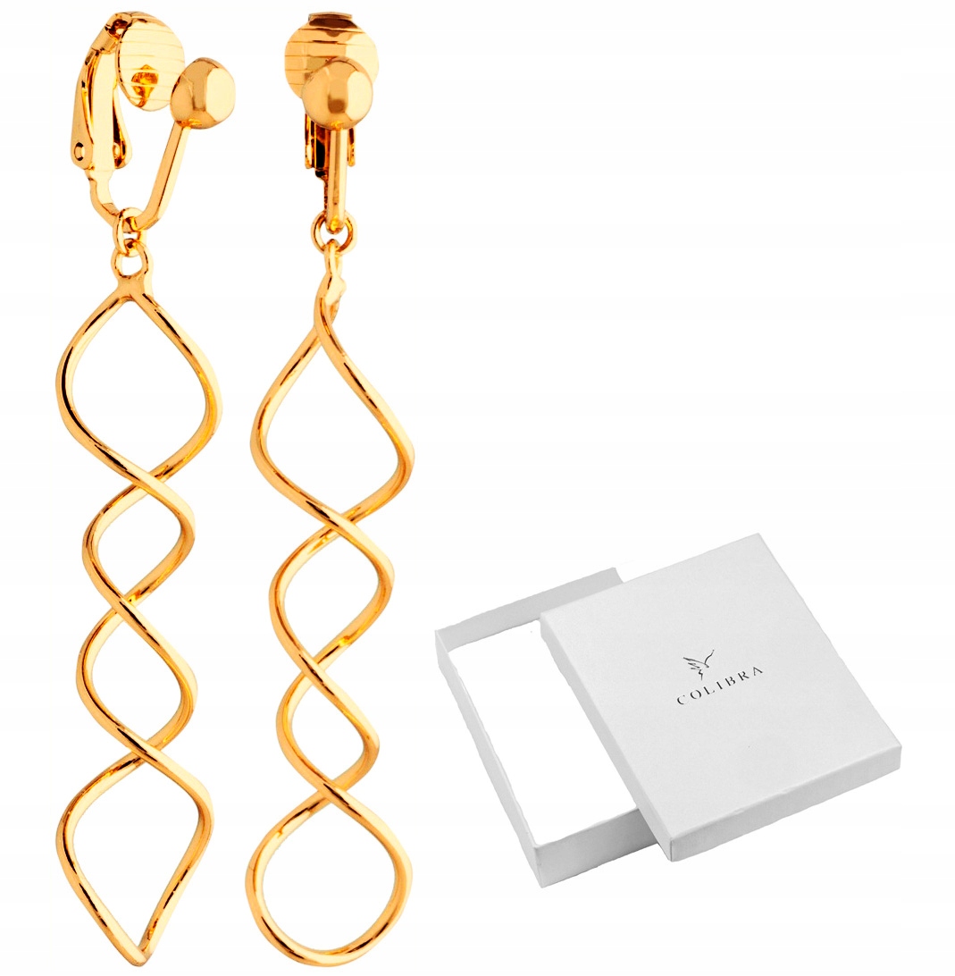 KLIPSY damskie do uszu ZŁOTE DŁUGIE AŻUROWE LEKKIE wiszące finezyjne