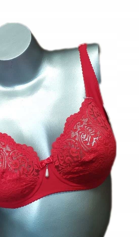 Biustonosz 80D czerwony koronka Anfen miękki Marka Anfen