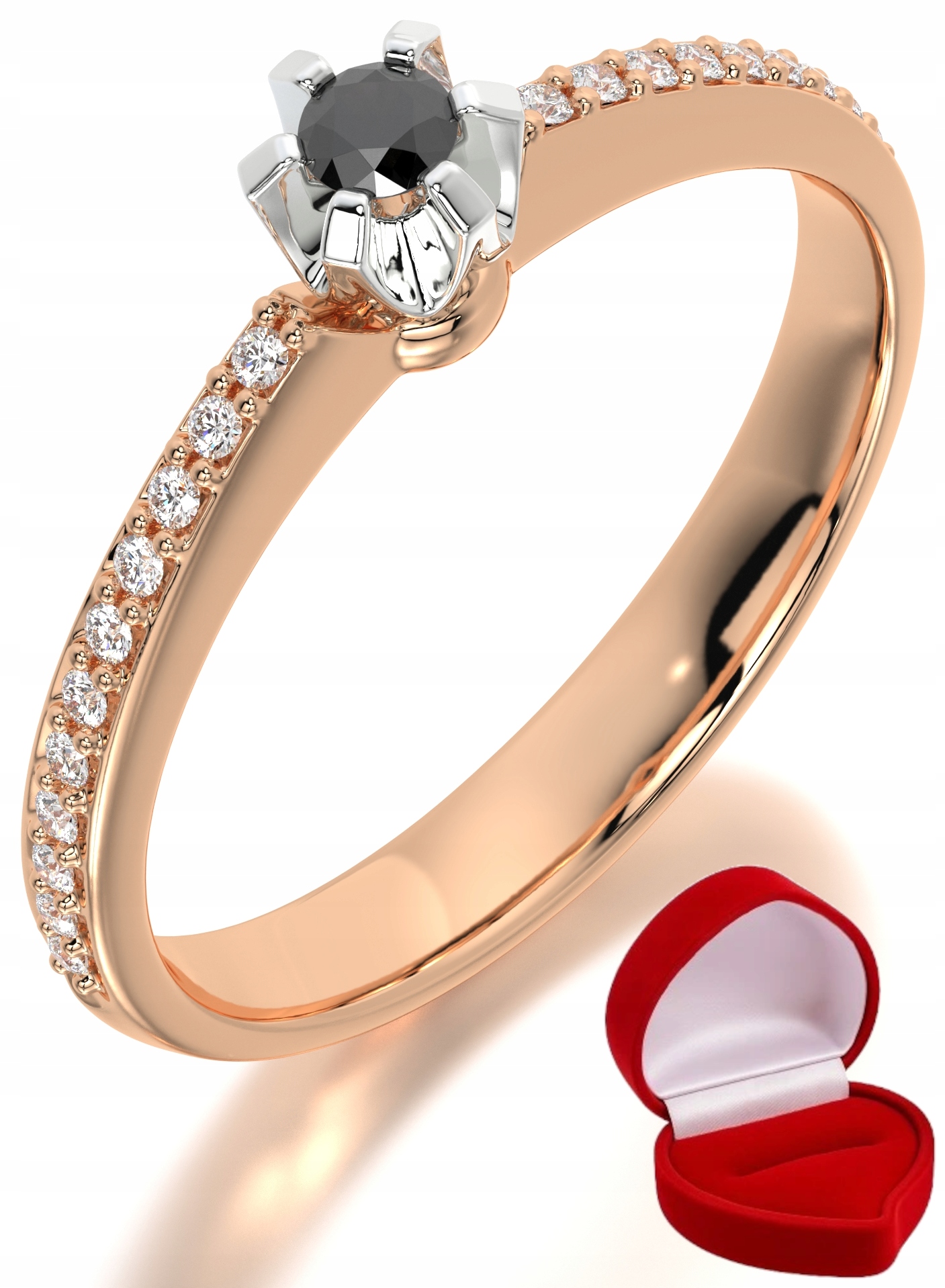 Zlatý Prstýnek 585 14k Brylant Č. 0,06 ct Růžové Zlato R9