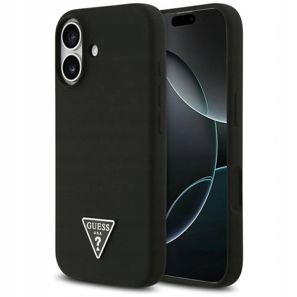 Pouzdro Guess Silicone Triangle Logo MagSafe pro Apple iPhone 17, černé