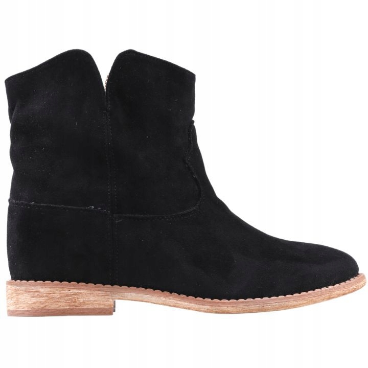 Botki damskie na ukrytym koturnie lekko ocieplone Wzór dominujący bez wzoru