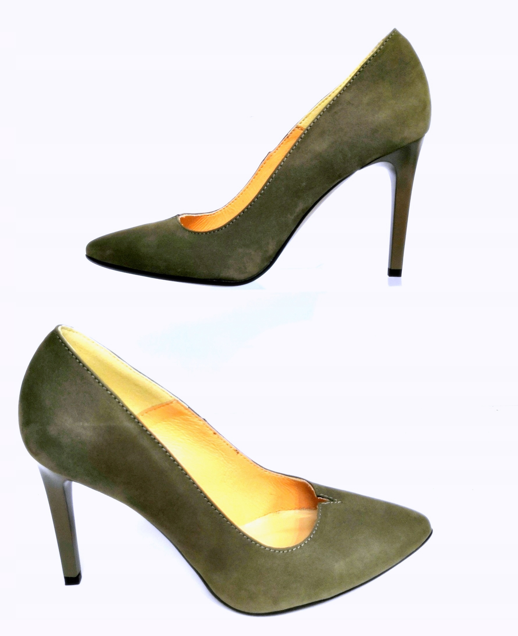 Espinto C788/5 nubukové kožené lodičky olivová barva r40