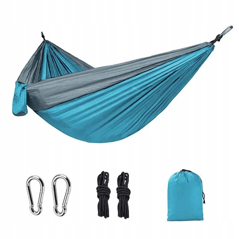 Hamak Camping Relax 210T, 260 x 140 cm, Szary/Jasnoniebieski