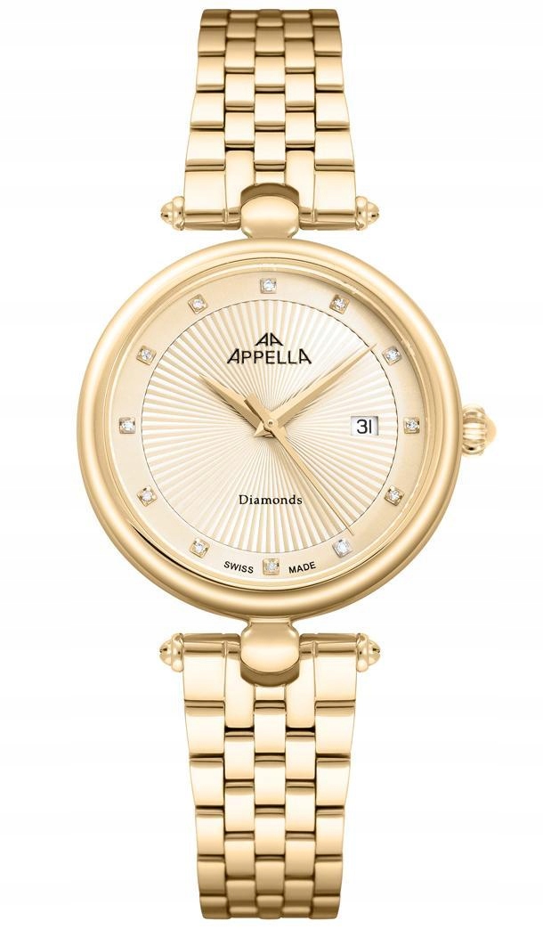 Nové Originální dámské hodinky Appella L50002.1141DQ zlaté s diamanty