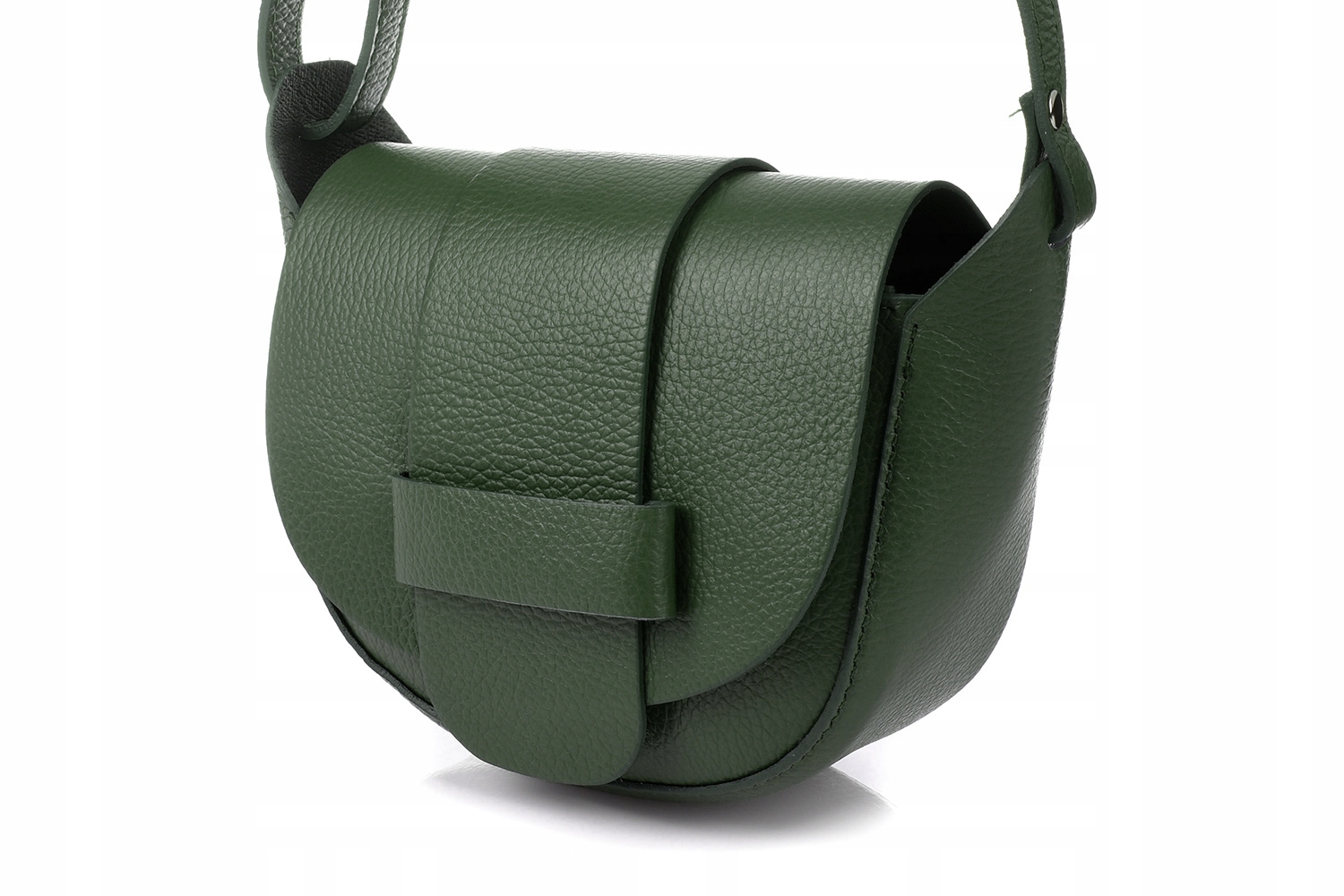 

Damska skórzana mała torebka listonoszka butelkowa