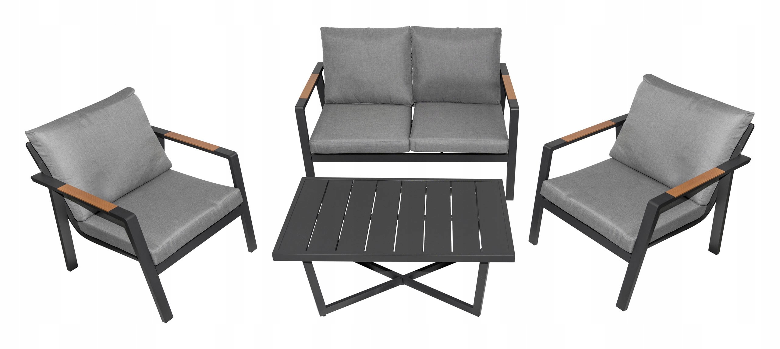 lekkie i wytrzymałe Meble Ogrodowe aluminiowe Sofa 2 Fotele Stolik