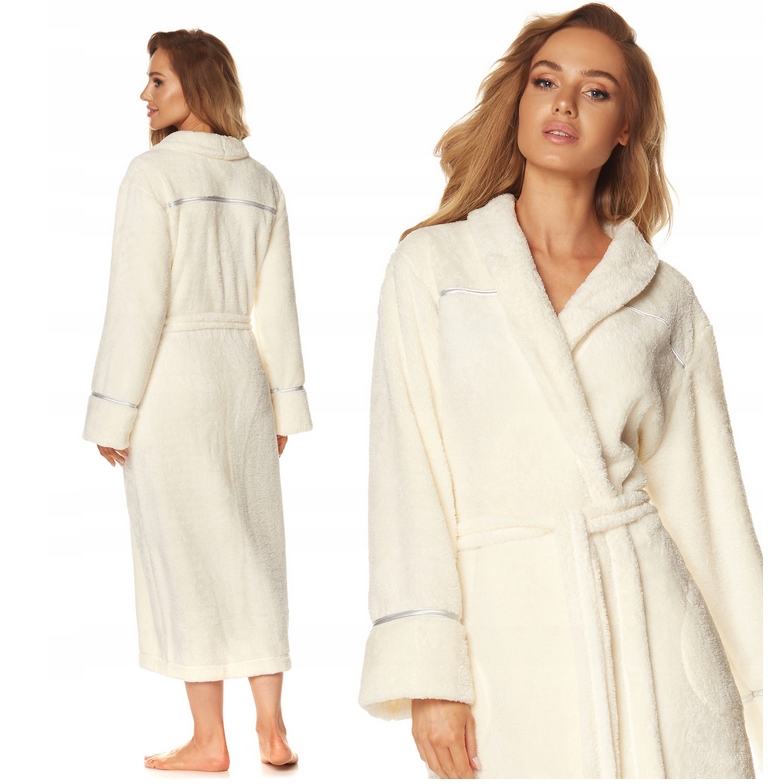 L&L Dámský Dlouhý Saténový Župan 2084 Ecru XXL/ 44