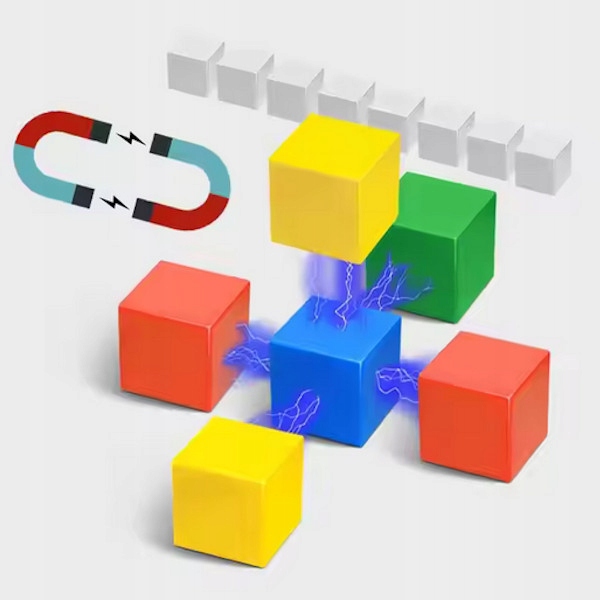 KLOCKI MAGNETYCZNE MONTESSORI 69 EL KOSTKI PIXELE MAGICUBE UKŁADANKA MAGNES Materiał plastik