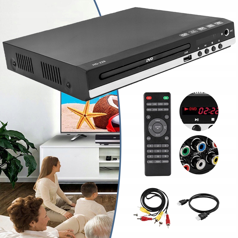 ODTWARZACZ DVD, ODTWARZACZ HDMI DVD DO TELEWIZORÓW, ZE ZŁĄCZEM HDMI/USB/AV