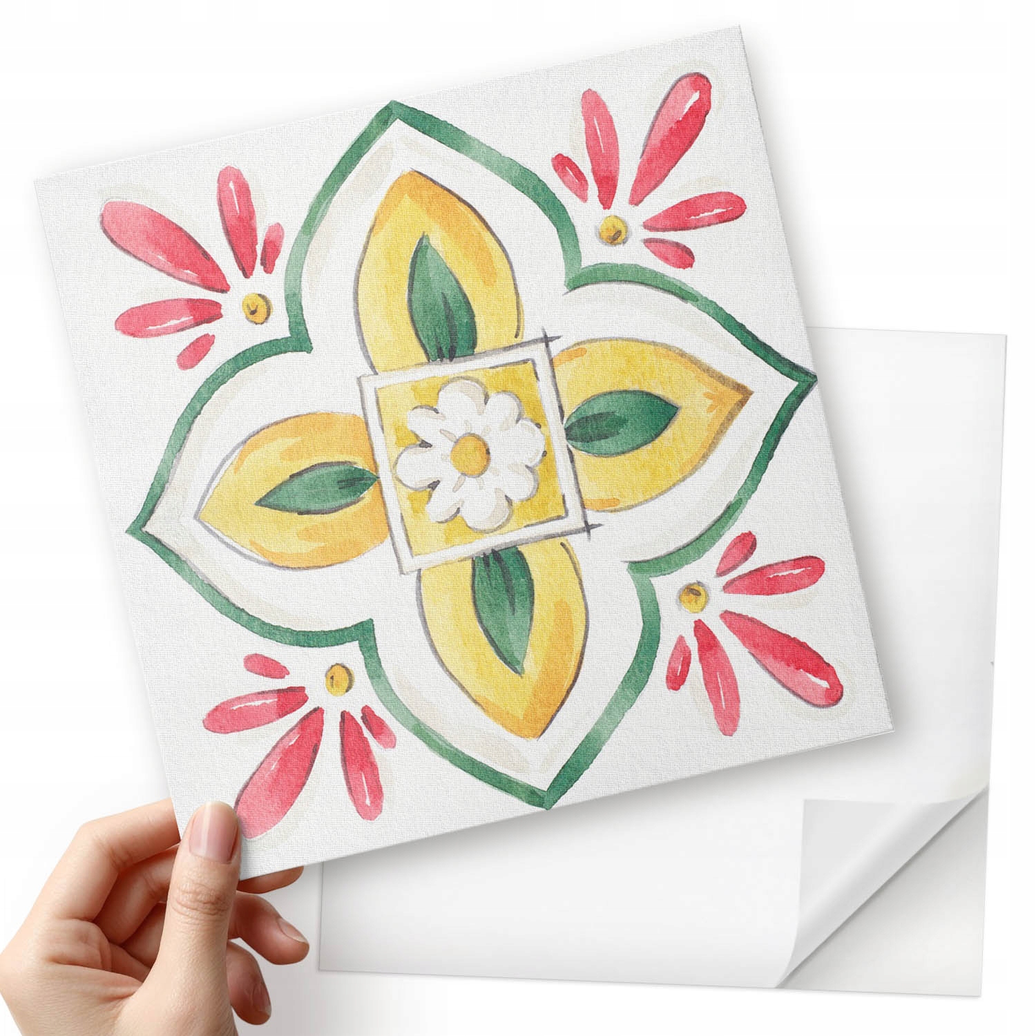 Vinylové dlaždice s motivem do kuchyně Floristický motiv s rámečkem 20x20x20 cm